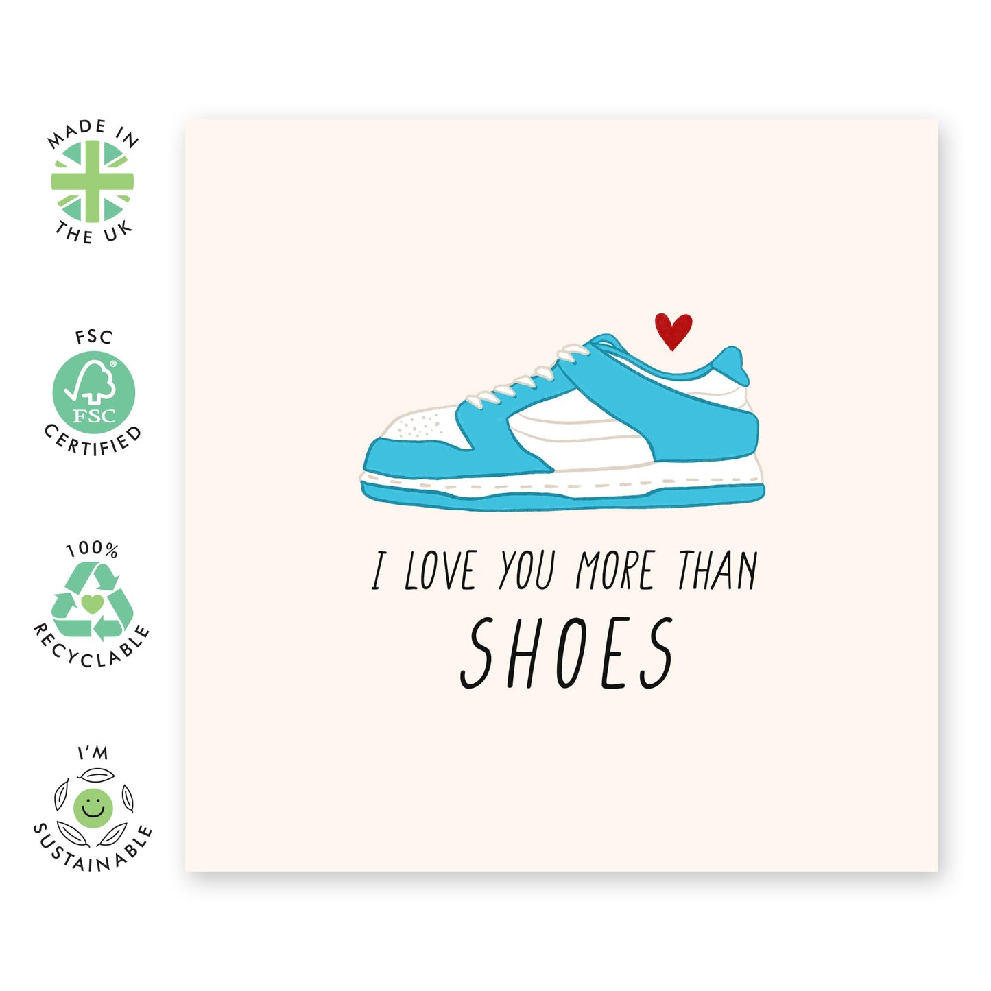Valentines Card For Girlfriend Boyfriend Partner - Love You More Than Trainers - Wedding Anniversary Card For Husband Wife - Romantic Card For Him Her - Comes With Fun Stickers By Central 23