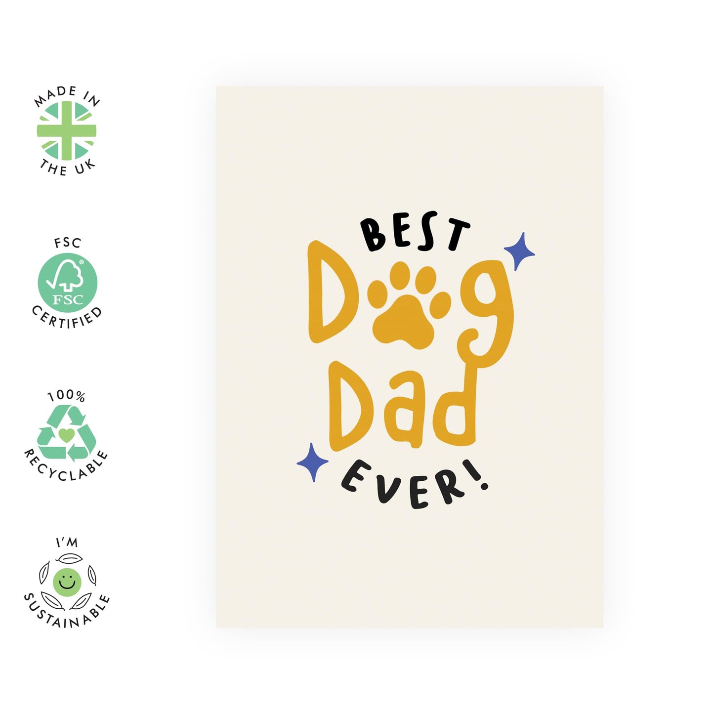 Birthday Card From Dog - Best Dog Dad Ever - Father's Day Card For Fur Parents - Sweet Gifts For Him Men From Pets - Comes With Stickers And Envelopes By Central 23