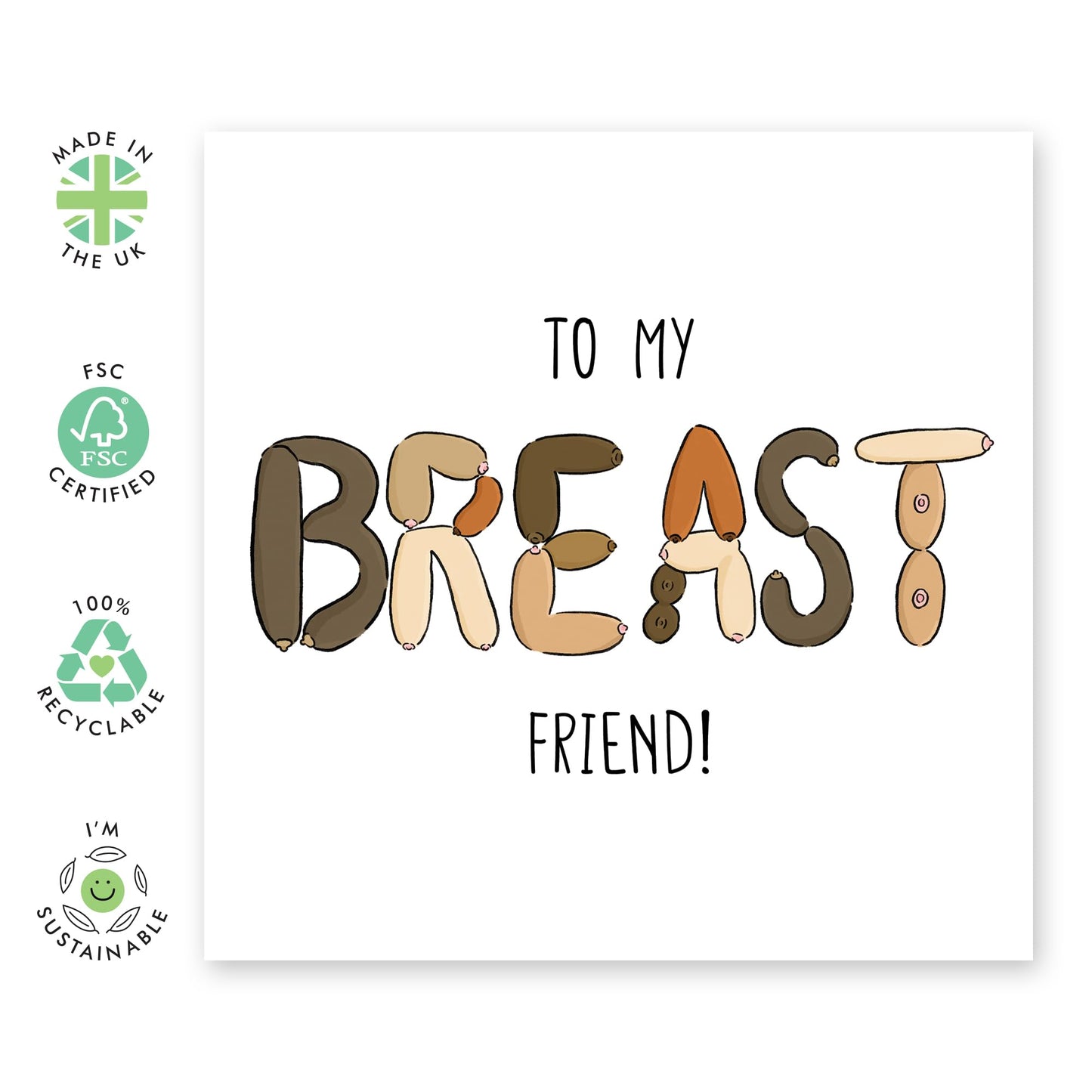 Hilarious Birthday Card - 'To My Breast Friend' - Gifts for Besties, BFFs, Best Friends, Sisters, Gals, Ladies, Her, Wife - Funny Jokes - Comes with Fun Stickers