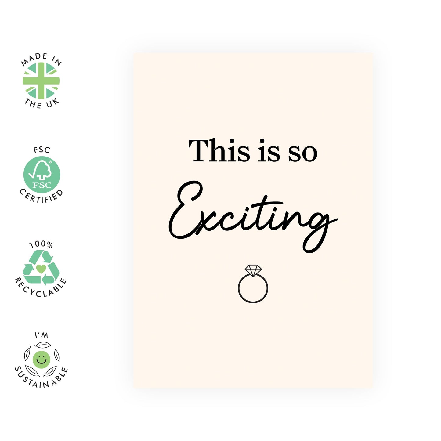 Romantic Engagement Card for Him Her - "This is so Exciting" - Gifts for Fiance, Soon To Be Wife, Husband, Boyfriend, Girlfriend, Babe, Darling - Valentines Day Card - Includes Envelope