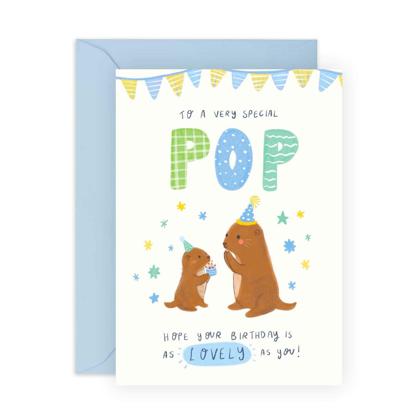 Birthday Cards For Men - To A Very Special Pop - Otter Birthday Greeting Cards For Grandpa Grandfather Grandad - Birthday Card For Him - Comes With Stickers - By Central 23
