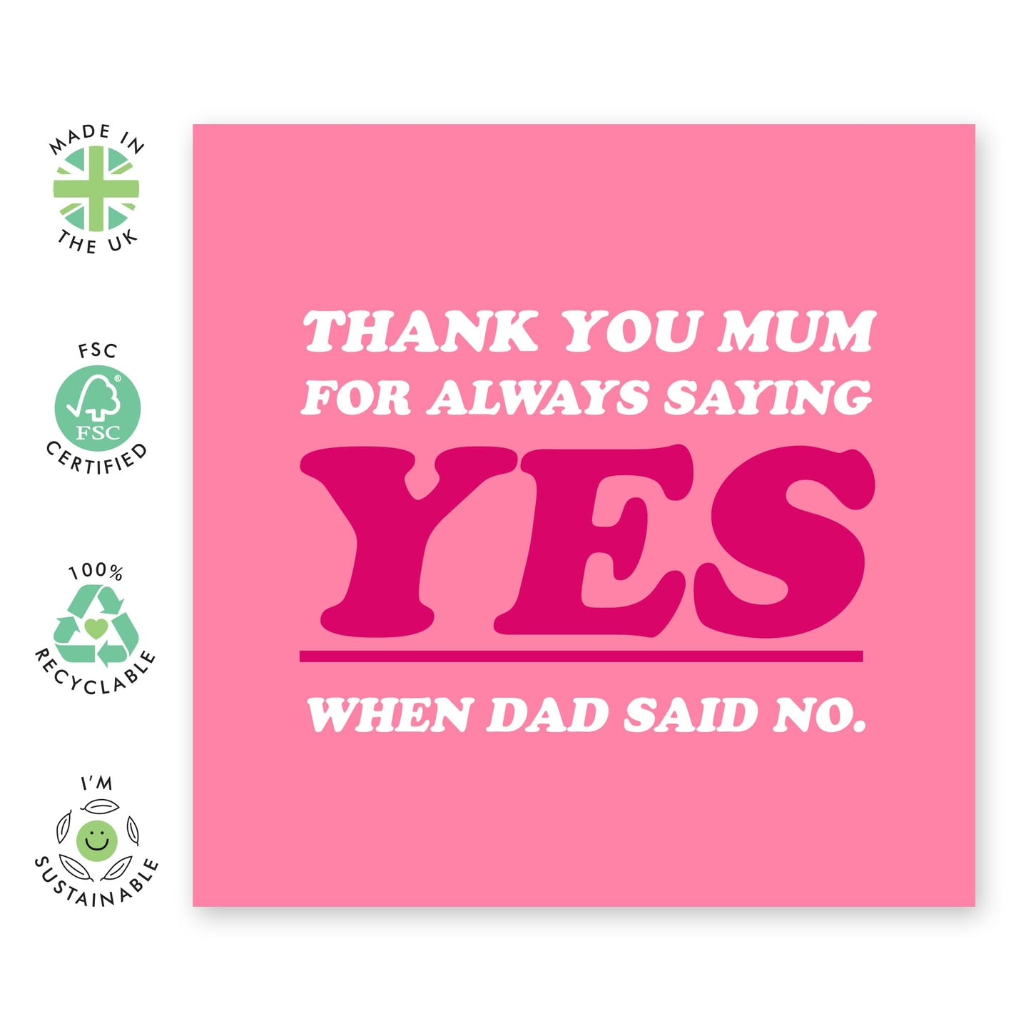 Mum Birthday Card Funny - 'SAYING YES' - Jokes for Mum, Mummy, Mama, Ma, Her, Women, Parents - Hilarious Greeting and Mothers Day Card from Son Daughter - Comes with Fun Stickers
