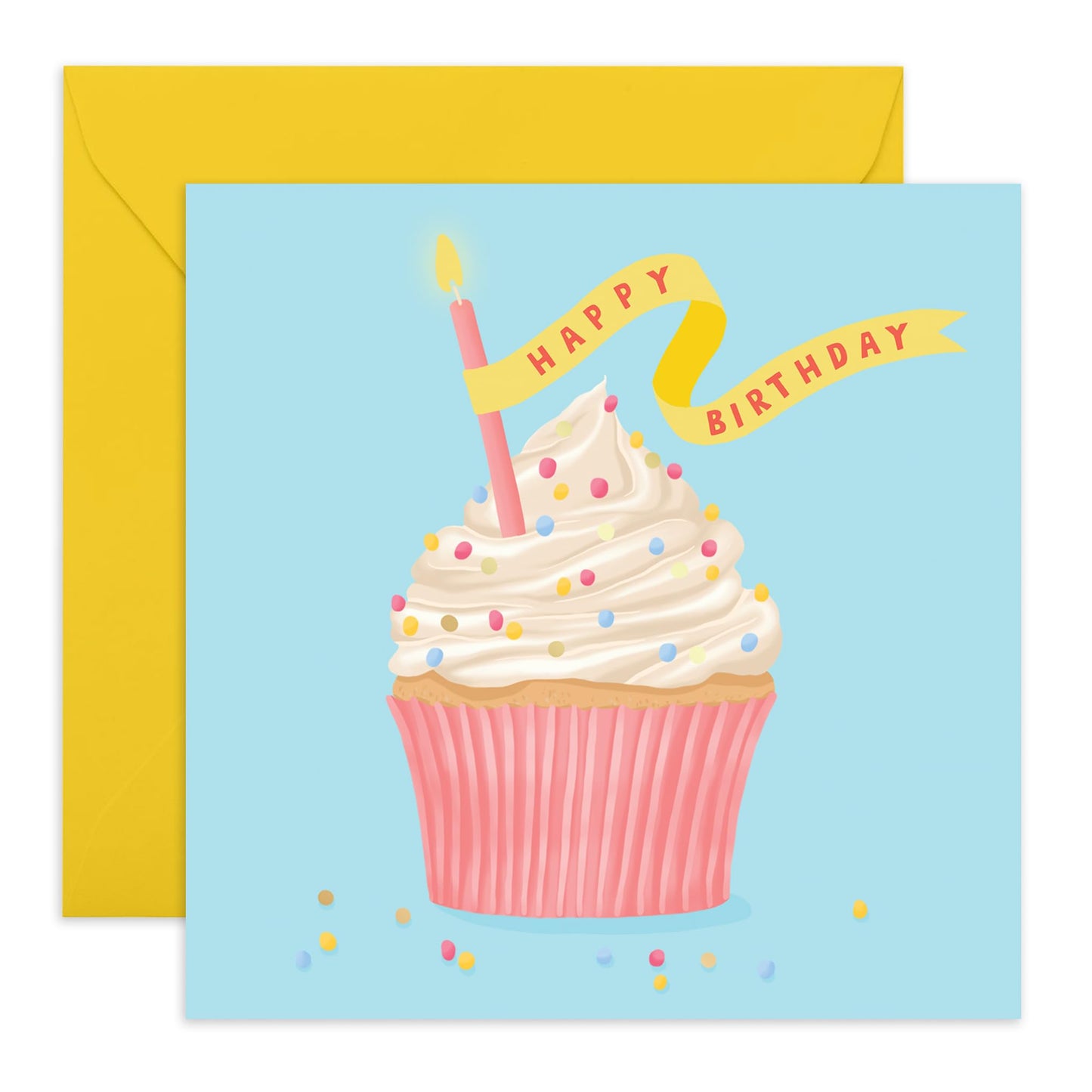 Happy Birthday Card For Son Daughter - Happy Birthday Cupcake - Cupcake - Cute Greeting Card Him Her Nephew Niece - Granddaughter Birthday Card For Girls And Boys - Comes With Stickers By Central