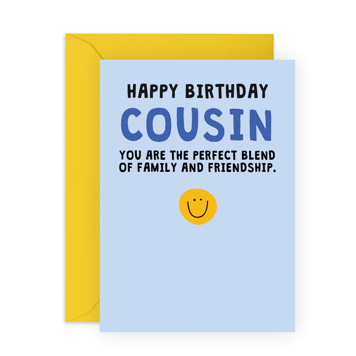 Cousin Birthday Card - 'HBD Cousin' - Thoughtful Gift for Cousin, Cuz, Him, Her, Family, Relatives, Besties - The Blend Of - Comes with Fun Stickers