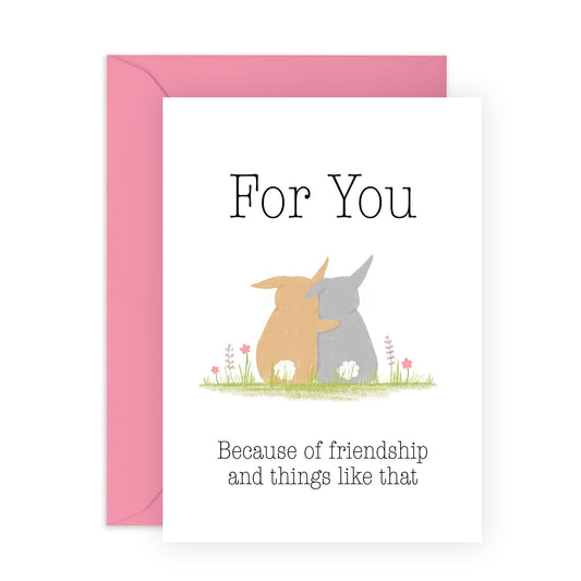 Best Friend Birthday Card - Friendship And Things Like That - Bunny Birthday Cards For Women - Appreciation Thank You Gratitude - Cute Gifts For Female Friends - Comes With Stickers - By Central 23