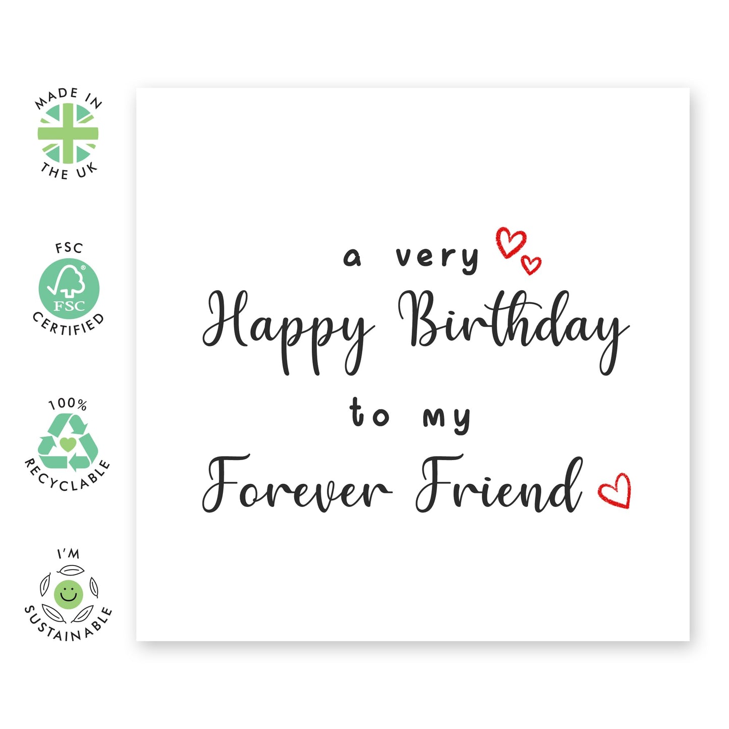 Friend Birthday Card - Happy Birthday Forever Friend Elegant - Sweet Bestfriend Card - Heartfelt Gifts For Men Women Him Her - Comes With Stickers By Central 23