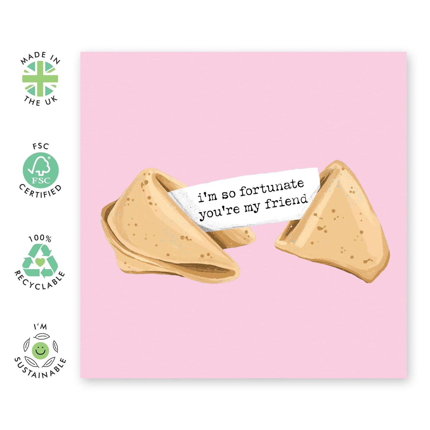 Best Friend Birthday Card - Friendship Cards For Women - I'm So Fortunate Your My Friend - Fortune Cookie Thank You Card - Appreciation Gifts For Him Her - Comes With Fun Stickers By Central 23