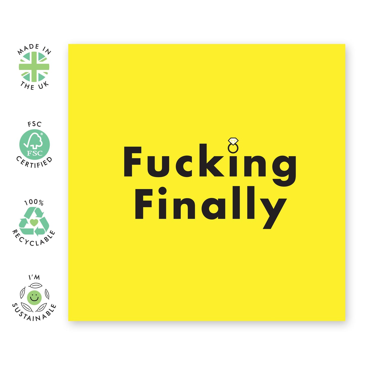 Engagement Card Congratulations - F*cking Finally Engaged! - Funny Greeting Cards For Sister Brother Son Daughter In Law - Congratulations Card For Friends - Comes With Cute Stickers By Central 23