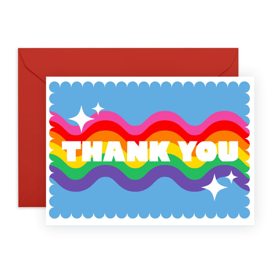 Thank You Greeting Cards For Dad Mum - Thank You Rainbow Wiggle - Gift Men Women - Appreciation Cards For Her Him - Rainbow - Sister Brother - Best Friend - Comes With Fun Stickers - By Central 23