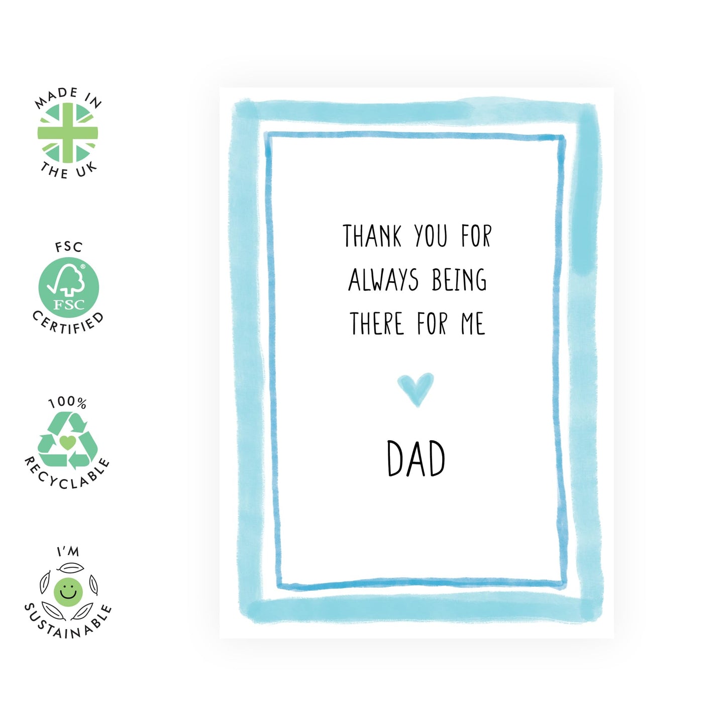 Thank You Cards For Dad - Thanks For Always Being There - Father's Day Cards From Daughter Son - Happy Birthday Card For Dad - Gifts For Him Men Pop Papa - Comes With Stickers By Central 23