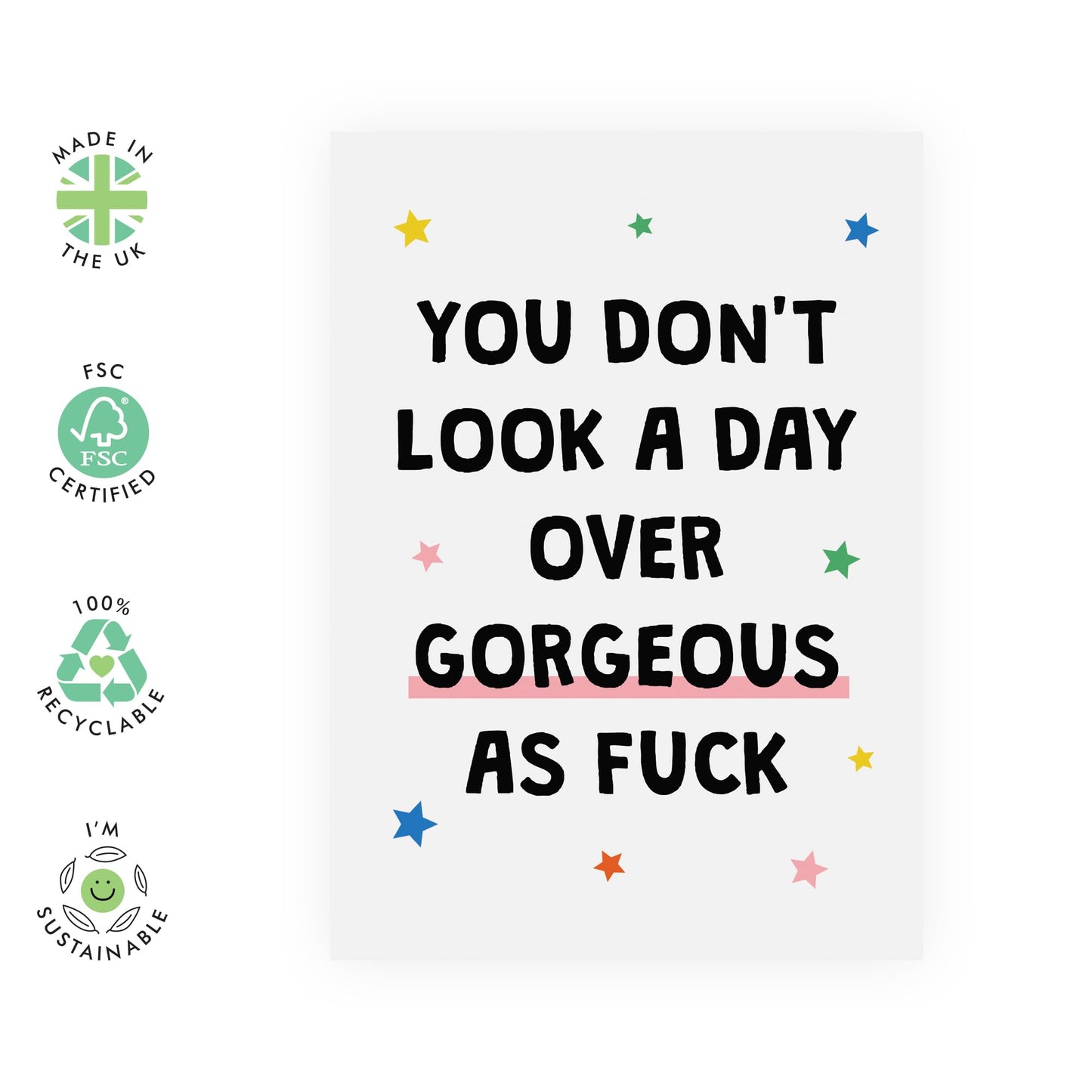 Funny Birthday Cards For Women - Gorgeous As F*ck - Wife Birthday Card - For Mum Girlfriend Best Friend - Rude Funny Gifts For Her - Comes With Stickers - By Central 23