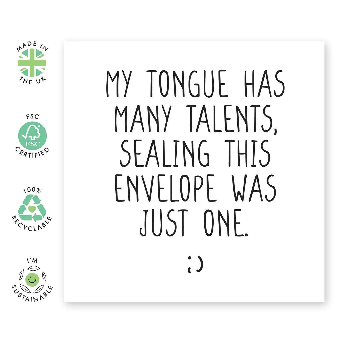 Hilarious Love Card - 'Tongue Has Many Talents - Gifts for Husband, Wife, Boyfriend, Girlfriend, Other Half, Couples - Talented - Comes with Fun Stickers