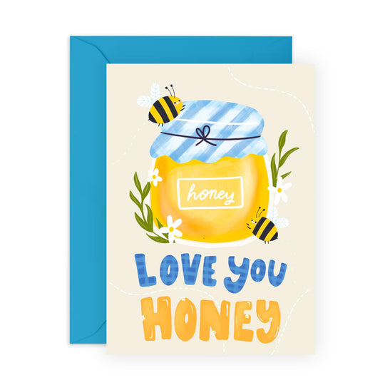 Wife Anniversary Card From Husband - Love You Honey - I Love You Cards For Her Him - Sweet Boyfriend Birthday Cards - Gifts For Daughter Partner Girlfriend - Comes With Stickers By Central 23