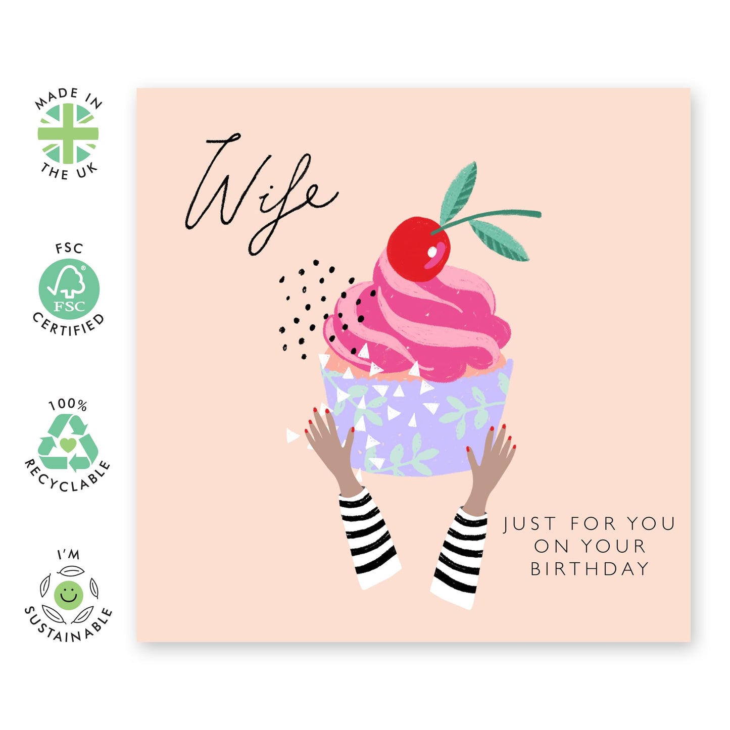 Birthday Card For Wife - Happy Birthday Cards For Wife - Bday Cupcake - I Love You Cards For Wife - Sweet Greeting Cards And Envelopes - Wife Gifts For Her - Comes With Stickers By Central 23
