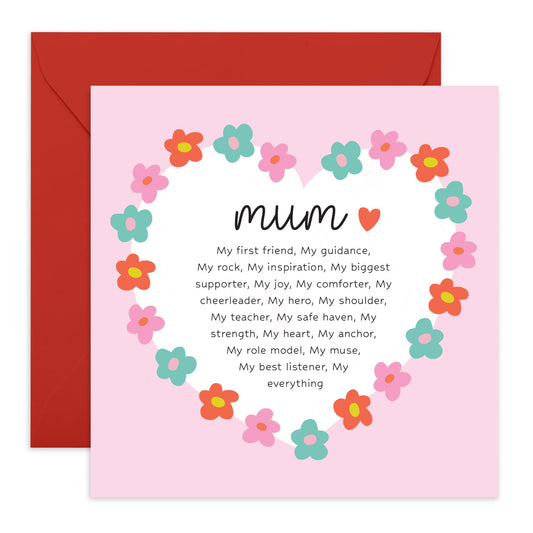 Mothers Day Cards For Mummy - Mum You're - Mum Birthday Card - Thank You Card For Women - Sweet Greeting Card For Aunt Nan - From Son Daughter - Comes With Stickers By Central 23