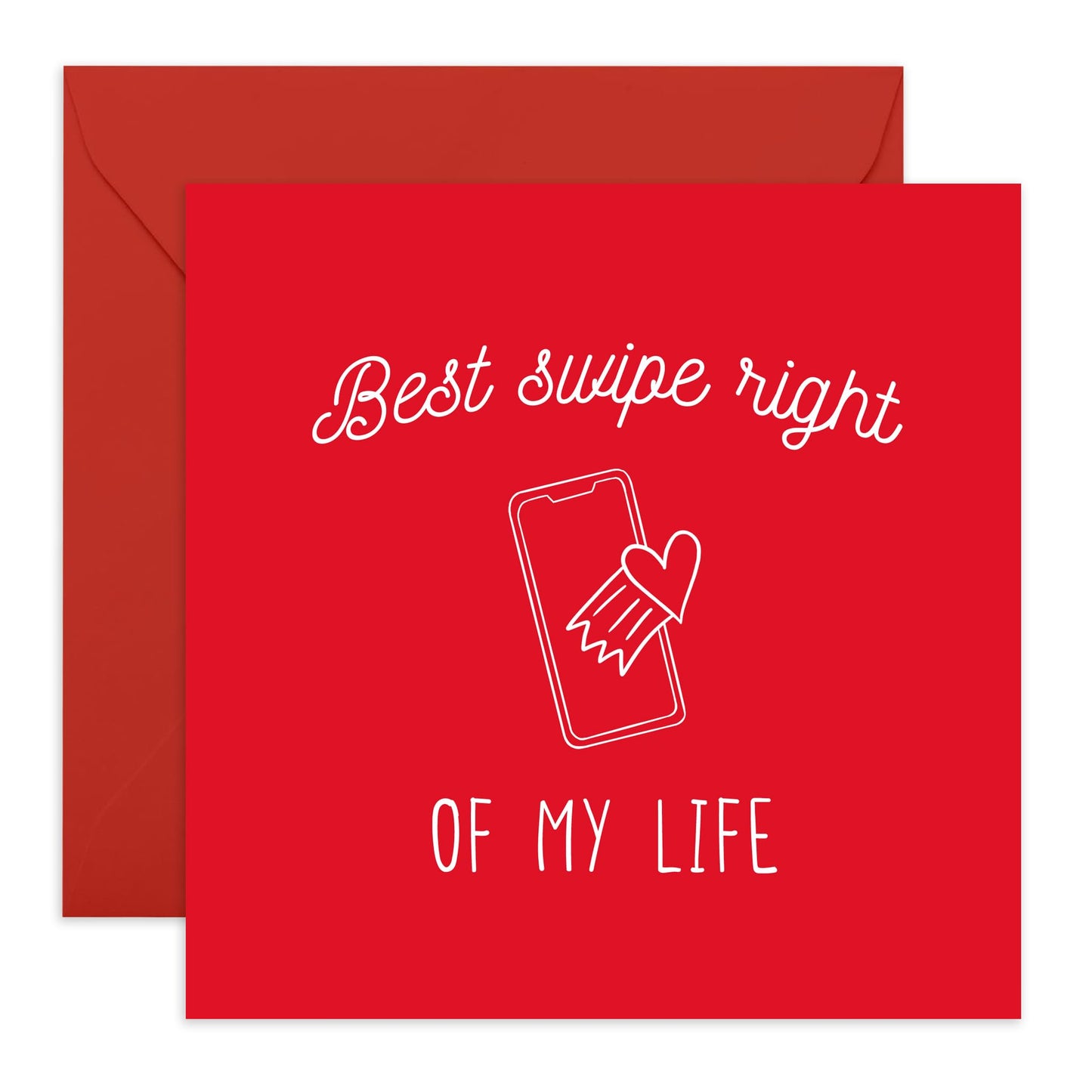 Love Cards For Him Her - Best Swipe Right Of My Life - Valentines Day Card Girlfriend Boyfriend - Anniversary Card Couple Fiance - Husband Wife - Greeting Card - Comes With Fun Stickers By Central 23
