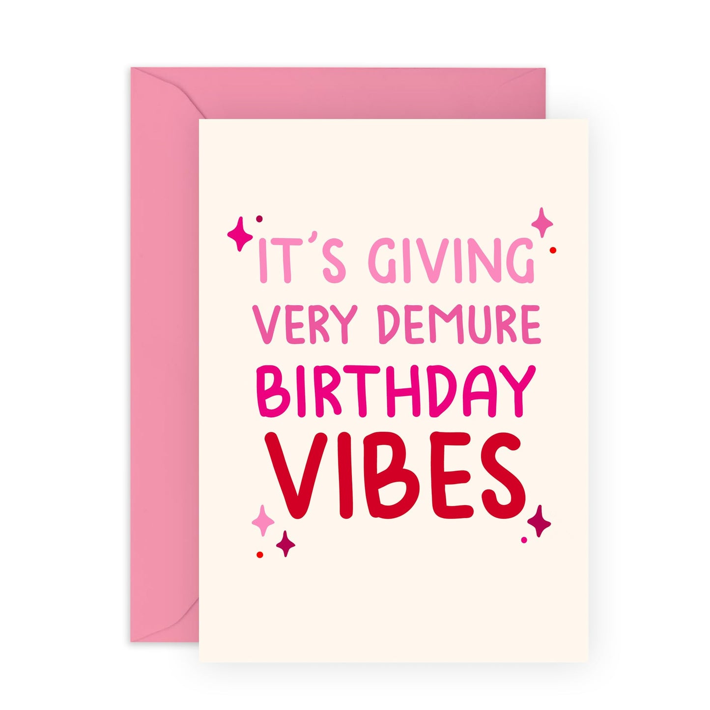 Birthday Card for Modest & Shy Girls - 'Demure Birthday Vibes' - Gifts for BFF, Sister, Ladies, Best Friend, Girlfriend, Bestie - Good Vibes - Comes with Fun Stickers