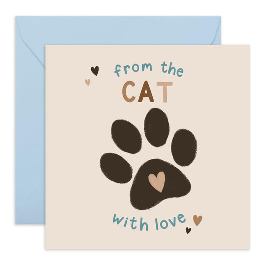 Cat Lover's Birthday Card - 'From The Cat' - Gifts for Her, Him, Fur Mum or Dad, Wife, Husband, Niece, Daughter, Son, Bestie, BFF, Friends, Her, Pet Owners - Paw Print - Comes with Fun Stickers