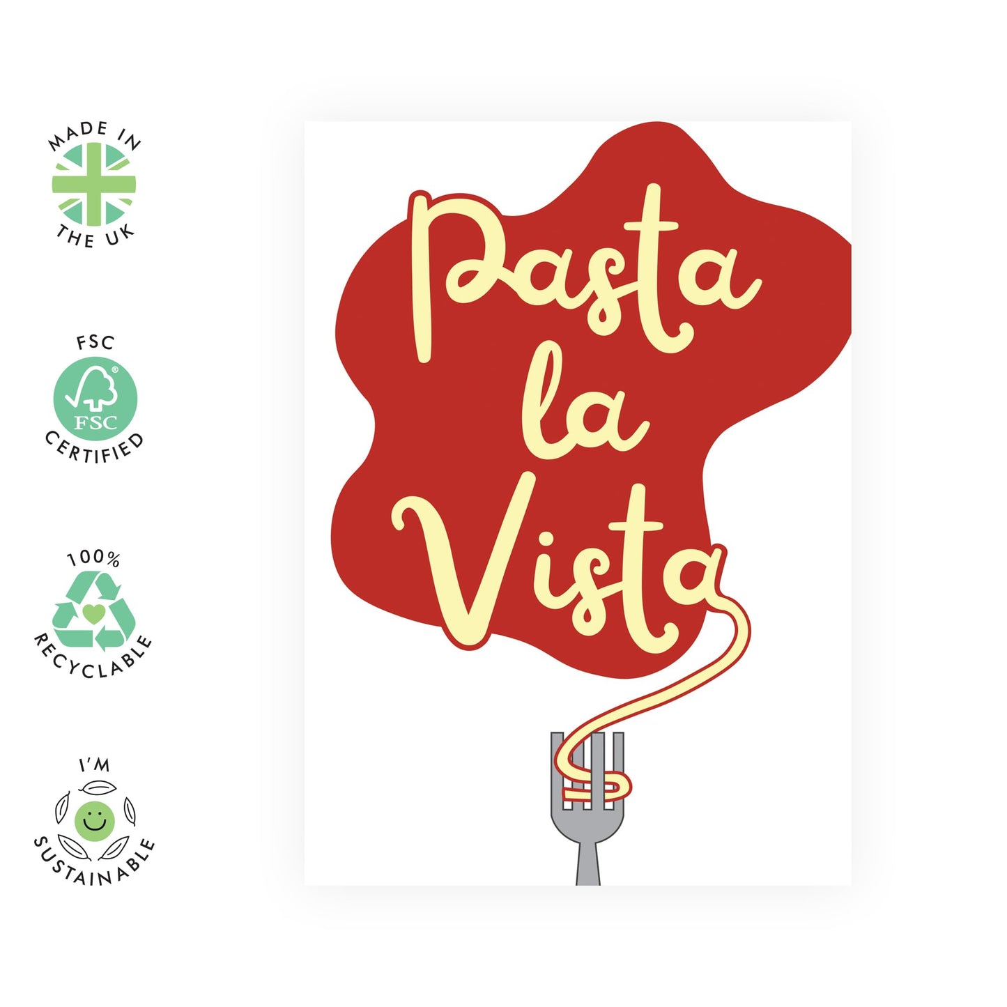 Happy Birthday Card on Drinking - 'Pasta La Vista' - Gifts for Friends, Wife, Husband, Him, Her, Siblings, Sis, Family, Bestie, BFF - Italian- Comes with Fun Stickers