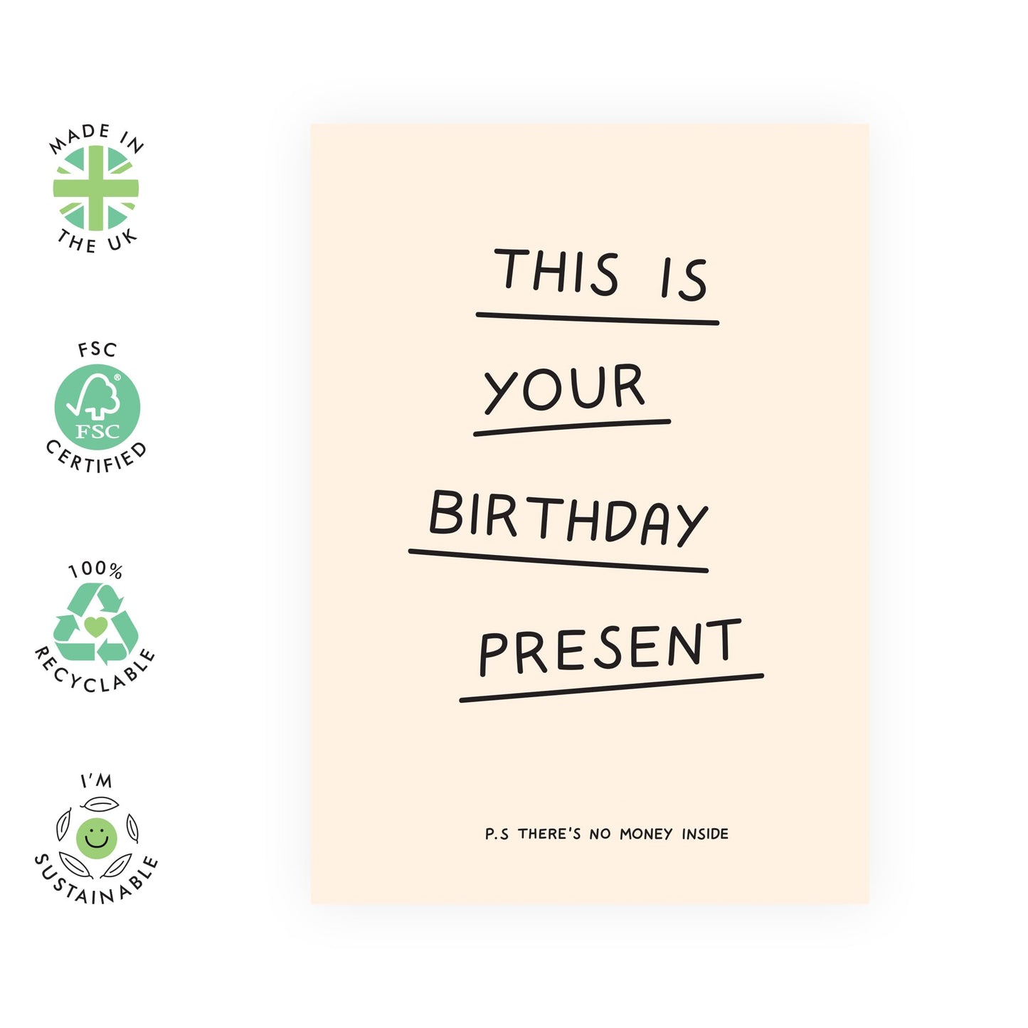 Birthday Cards For Men Women - This Is Your Bday Present With No Money - Happy Birthday Card Husband Wife - Gift For Brother Sister - Friendship Gifts - Comes With Fun Stickers By Central 23