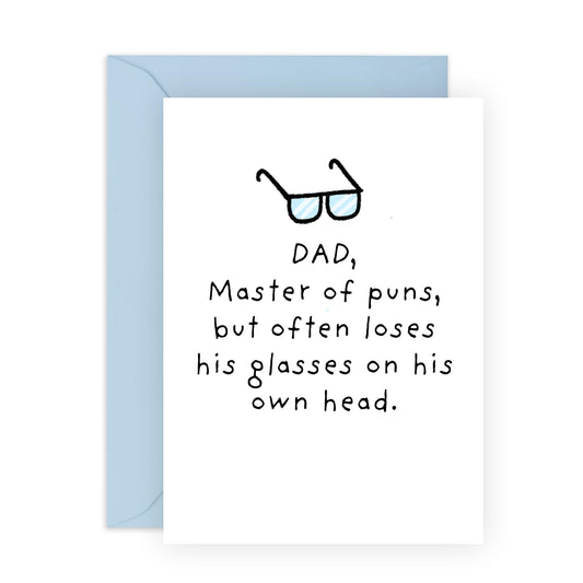 Dad Birthday Card From Son Daughter - Often Loses His Glasses - Father's Day Card - Funny Greeting Cards For Men - Gifts For Him - Comes With Stickers - By Central 23