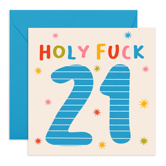 21st Birthday Card For Men Women Boys Girls - Holy F*ck 21 - Funny Birthday Cards For Friends Son Daughter Sister Brother - Happy Bday Gifts For Him Her - Comes With Fun Stickers By Central 23