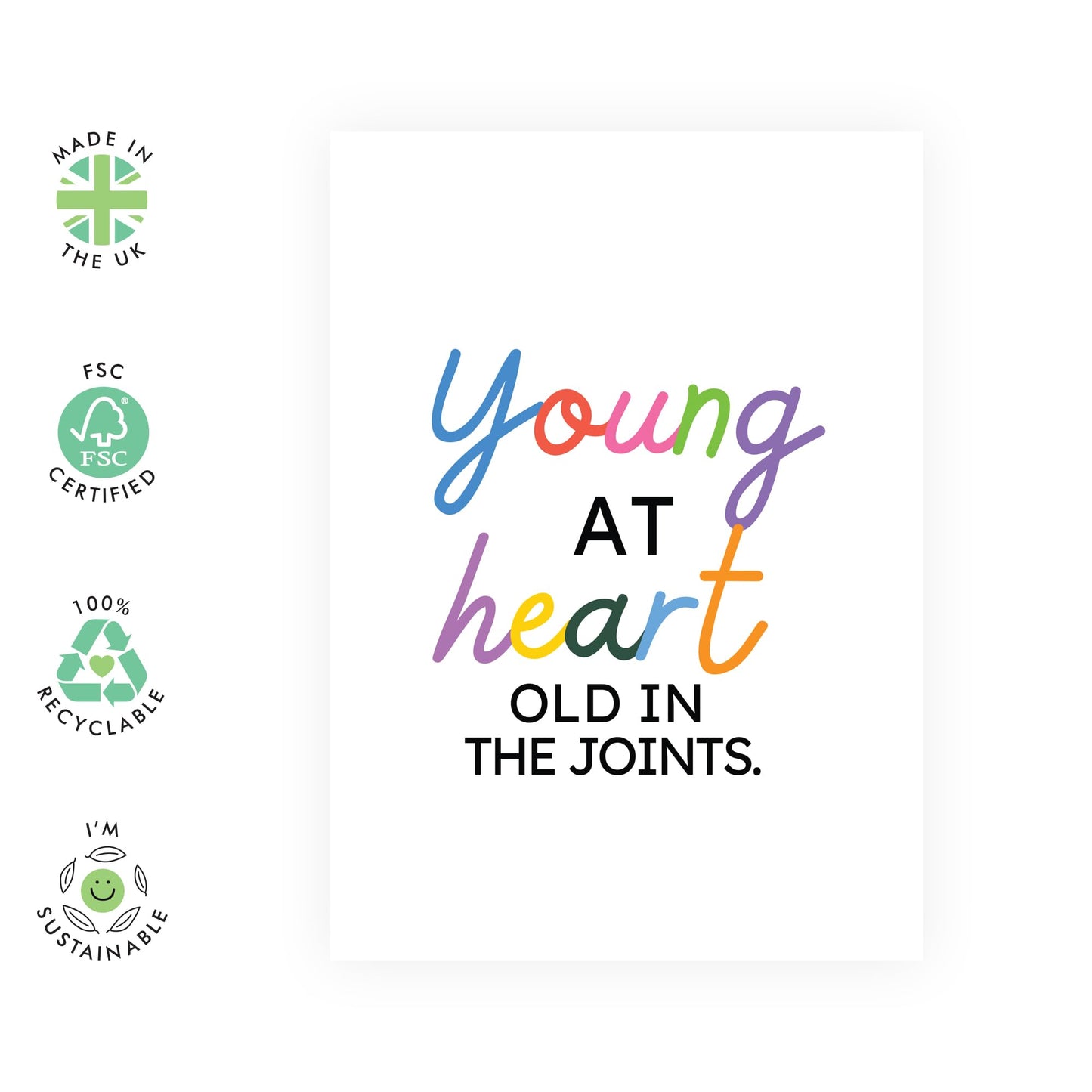 Greeting Card - 'YOUNG AT HEART!' - Perfect for Celebrating with a Touch of Timeless Charm & Vitality - Ideal for Friends & Loved Ones Who Embrace Their Inner Youth - Comes With Stickers By Central 23