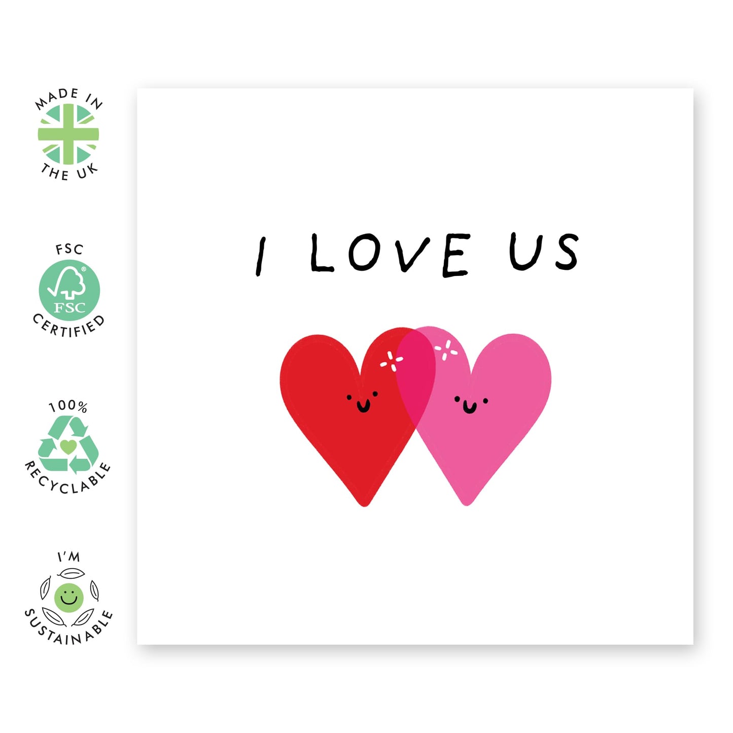 Romantic Love & Anniversary Card - ' I Love Us' - Valentines Gift for Him, Her, Wife, Husband, Girlfriend, Boyfriend, Married Couples, Babe - Heart To Heart - Comes with Fun Stickers