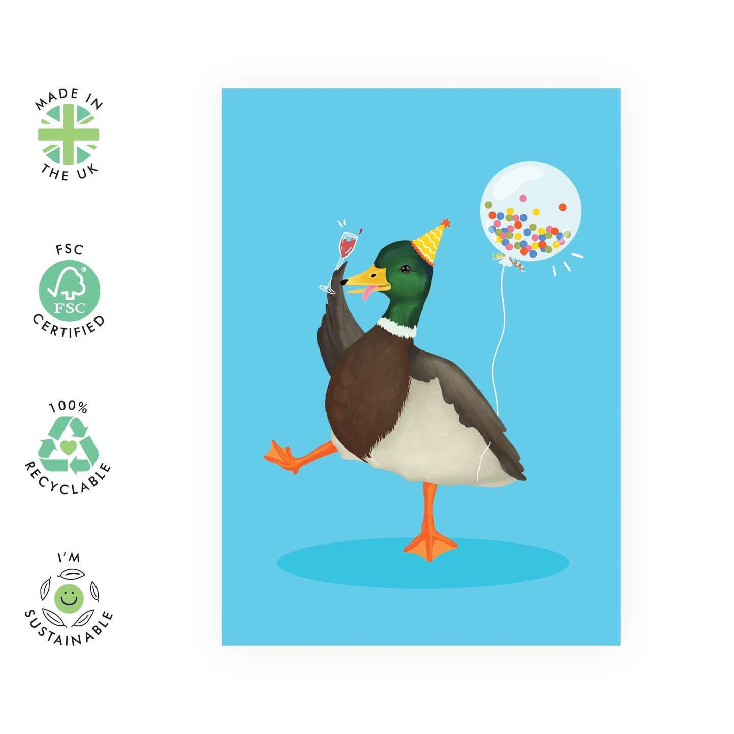 Happy Birthday Card For Her Him - Party Duck - Birthday Greeting Cards For Men Women - Gifts For Friends Son Daughter Husband Wife - Comes With Fun Stickers - By Central 23