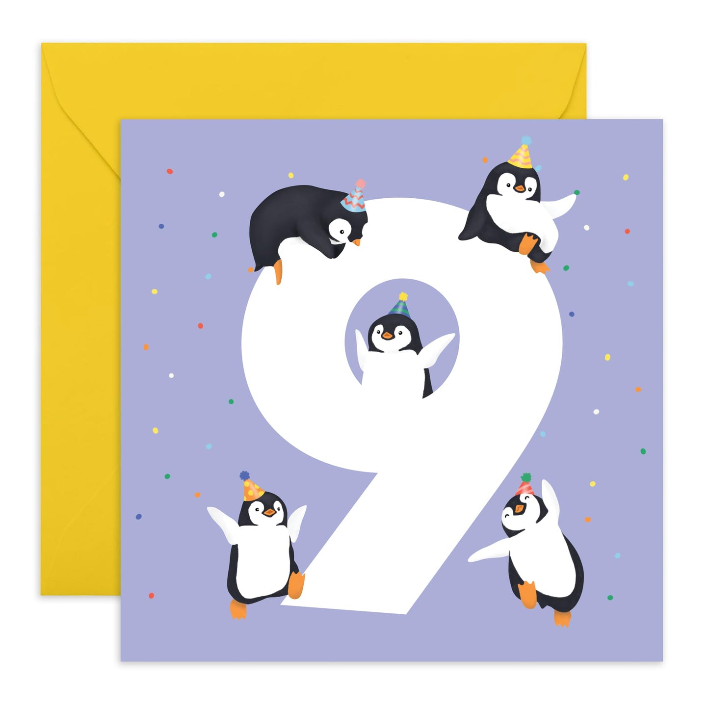 Ninth Birthday Card For Boys Girls - Penguin Age 9 - Greetings Card Age Nine For Niece Nephew - Happy 9th Birthday Greeting Card Kids - Gift For Daughter Son - Comes With Sticker By Central 23