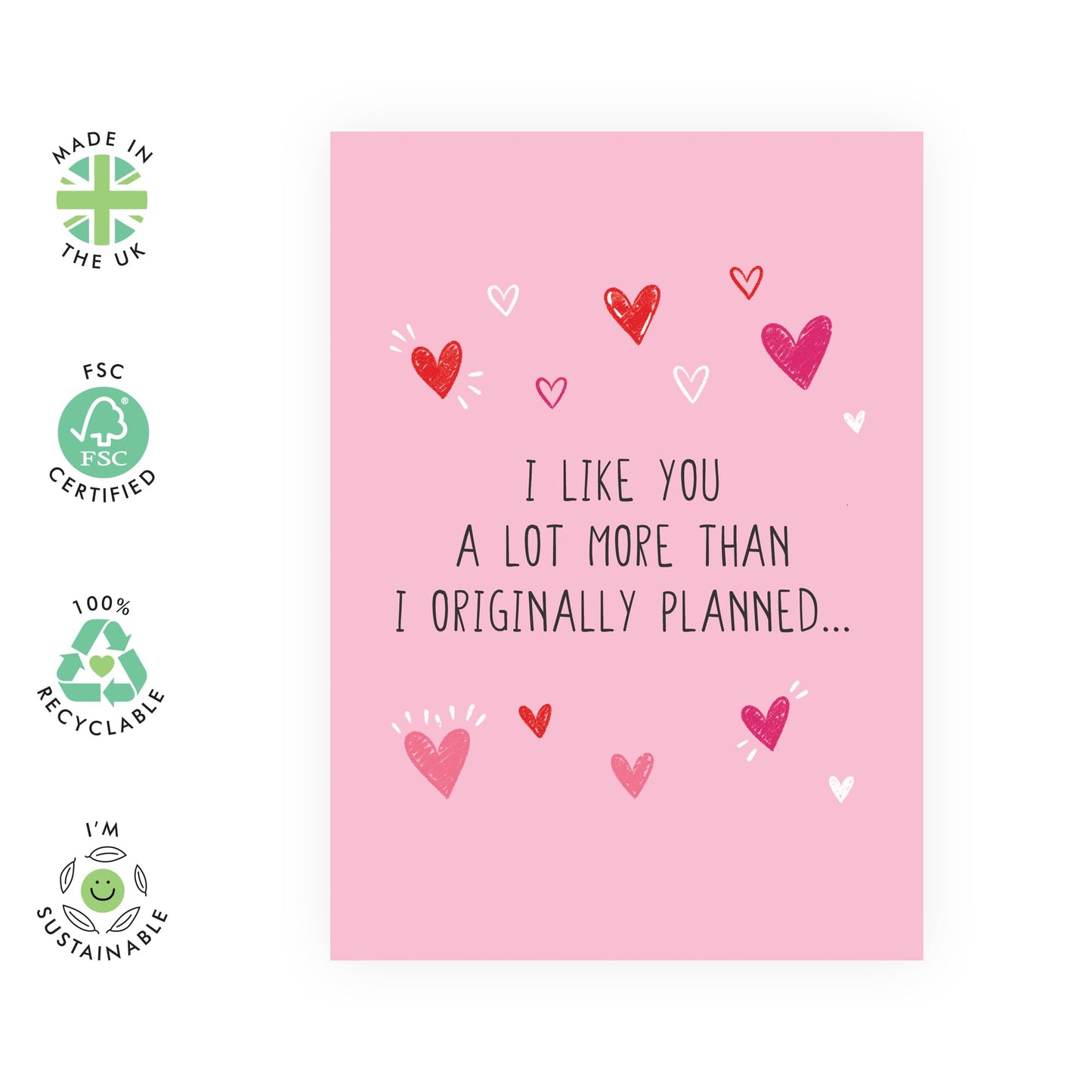 Engagement Card Funny - Like You More Than Planned - Anniversary Card For Her Him Husband Wife - Romantic Valentine Card For Girlfriend Boyfriend - Comes With Fun Stickers - By Central 23