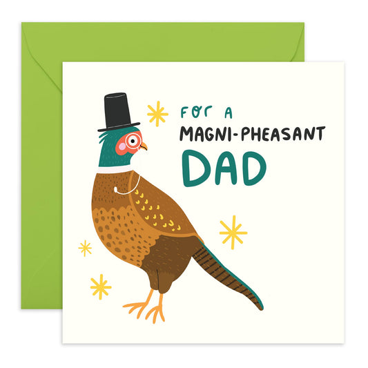 Dad Birthday Cards - For A Magni-PHEASANT Dad - Father's Day Card For Papa Pop Daddy - Funny Gifts For Him - Bird Pun Humour - Comes With Fun Stickers By Central 23