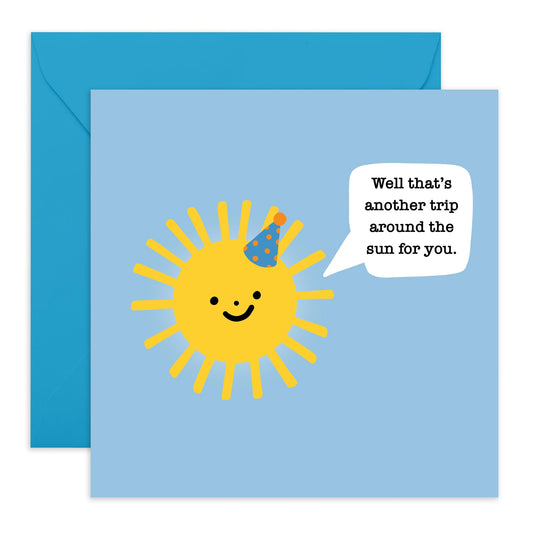 Happy Birthday Card For Men Women - Another Trip Around The Sun - Son Daughter Birthday Cards - Greeting Cards For Him Her - Comes With Stickers - By Central 23