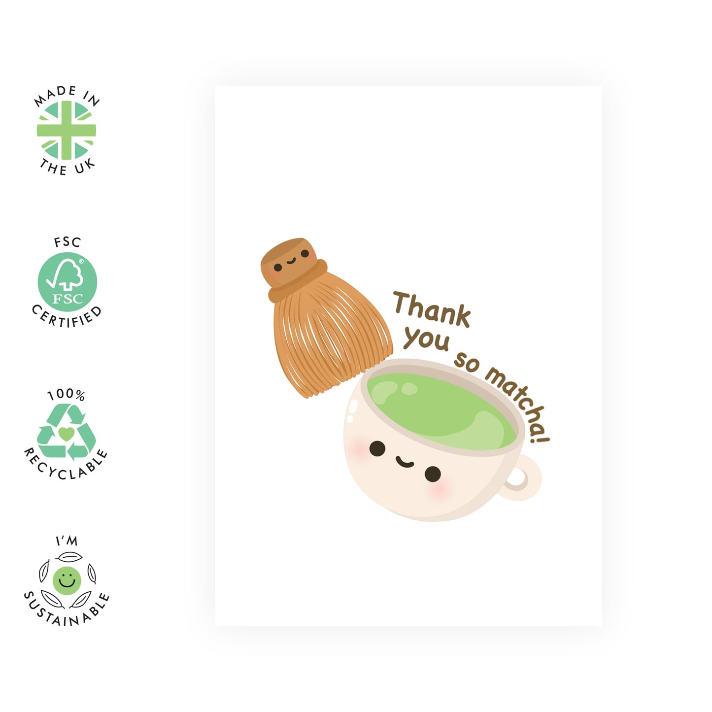 Thank You Cards - Pun - Thank You So Matcha - Funny Thank You Greeting Card For Men Women - For Mum Dad Son Daughter - Appreciation Gifts For Him Her - Comes With Stickers - By Central 23