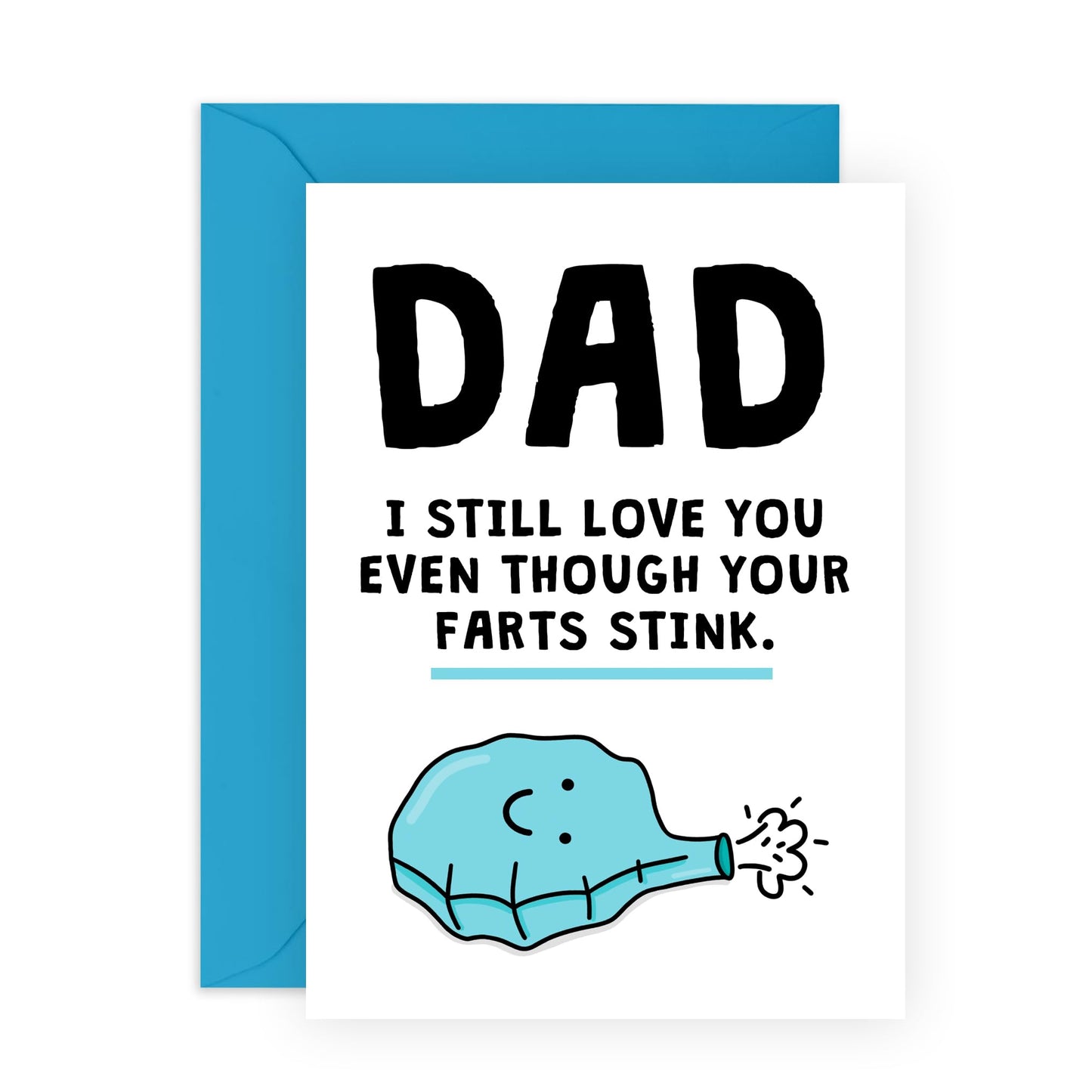 Funny Card - 'DAD FARTS' - For Dads Daddy's Pops Fathers Stepdad - Perfect for Sharing a Laugh and Lightening the Mood - Ideal for Any Day or Special Occasion - Comes with Stickers by Central 23
