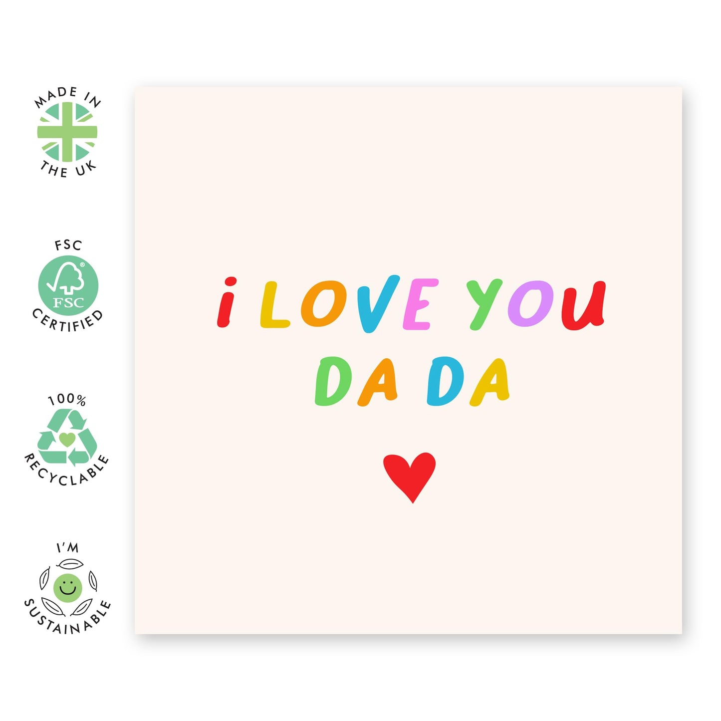 Dad Birthday Cards From Daughter Son - I Love You Da Da - Fathers Day Card From Baby Kids Girl Boy - Appreciation Thank You Gifts For Men Him Pop Papa Daddy - Comes With Fun Stickers By Central 23
