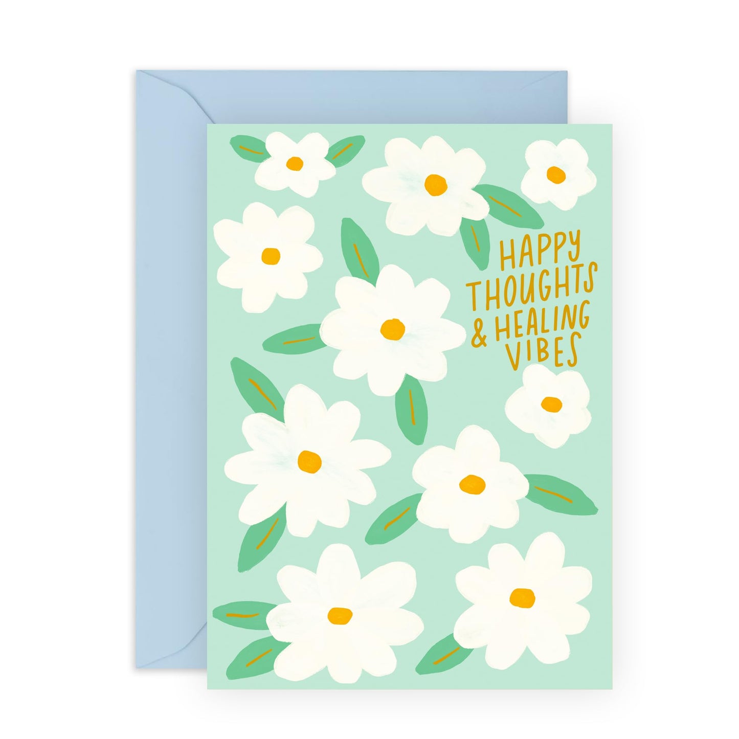 Get Well Soon Card – Happy Thoughts & Healing Vibes - Cute Flowers Design Gifts for Daughter, Son, Niece, Nephew, Friends, Bestie, Sister, Colleague, Coworkers, Officemate -Comes with Sweet Stickers