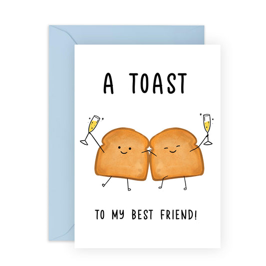 Cool Greeting Card - 'TOAST TO MY BESTIE' - Perfect for Celebrating a Special Friendship with a Cheerful Touch - Ideal for Best Friends, BFFs, Besties, Friends - Comes with Stickers By Central 23