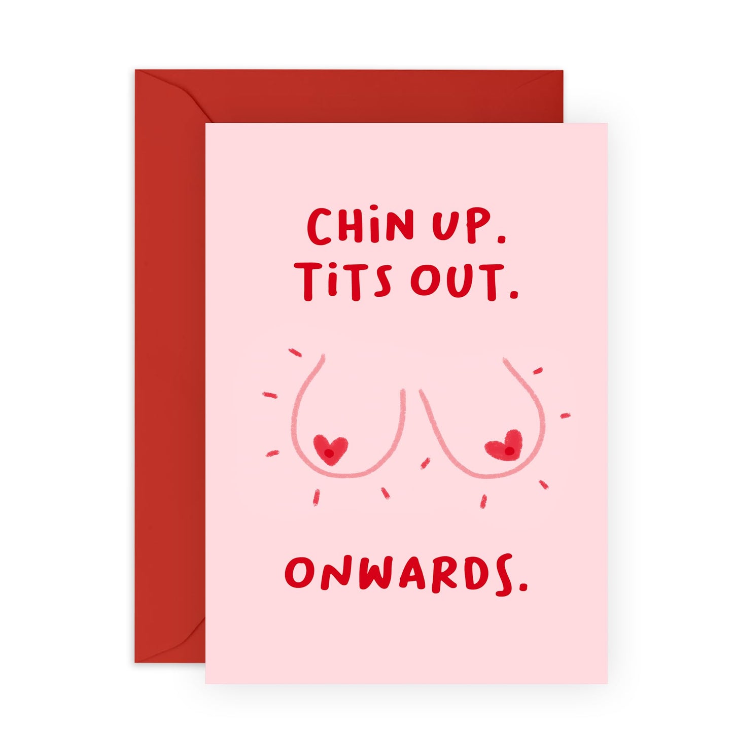 Friend Birthday Card Female - Chin Up T*ts Out - Cheer Up Gifts For Women - Friendship Gifts - Funny Birthday Cards For Her - Gifts For Sister - Comes With Stickers - By Central 23