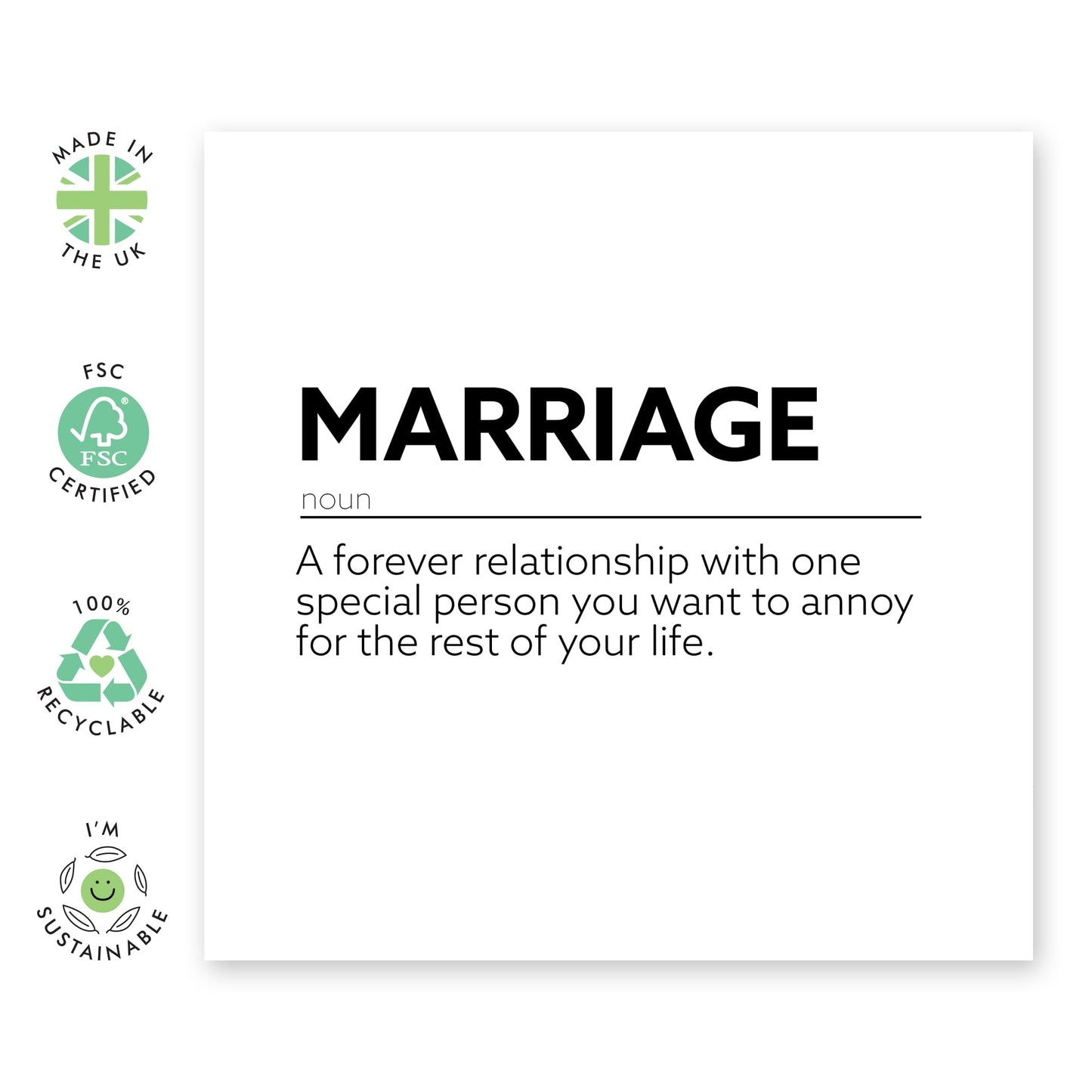 Greeting Card - MARRIAGE PERSON TO ANNOY - Perfect for Celebrating Your Relationship with Humor -Ideal for Adding a Playful & Affectionate Touch to Your Special Day - Comes With Stickers By Central 23