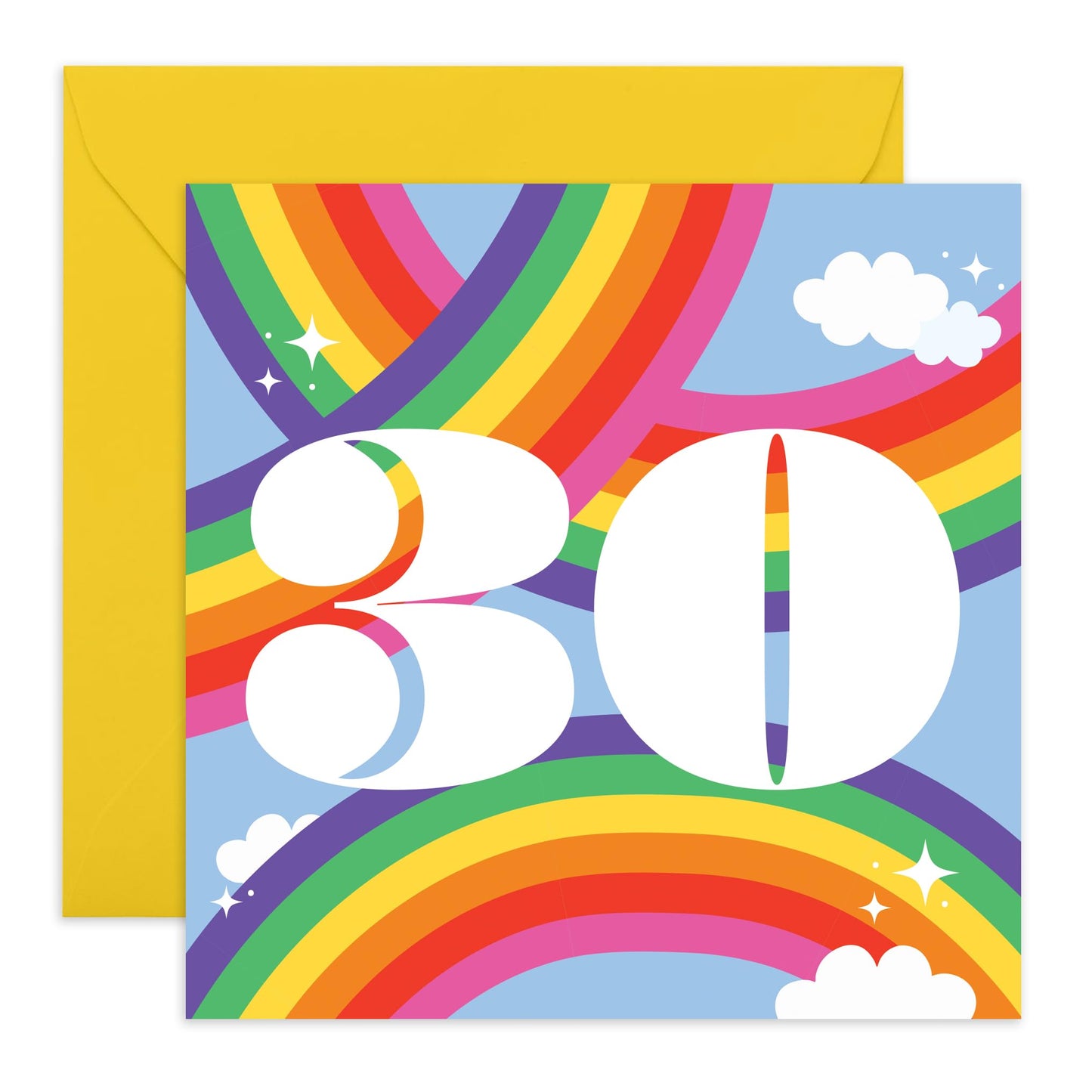 30th Birthday Card For Men Women - Rainbow Sky 30 - Wife Husband - Brother Sister - Rainbow Birthday Card - Happy Thirtieth Birthday Greeting Card Him Her - Comes With Fun Stickers - By Central 23
