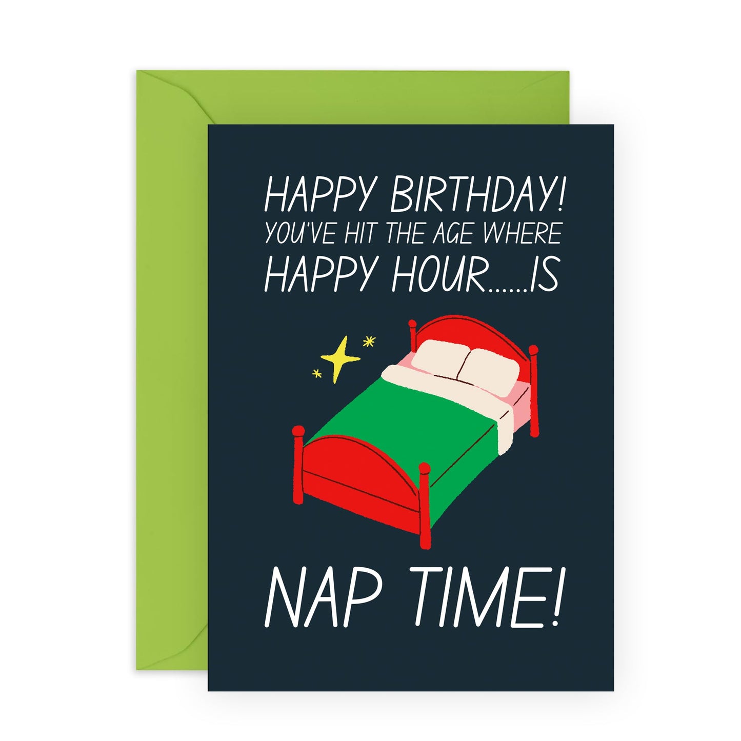 Playful Birthday Card - 'HAPPY HOUR NAP TIME' - Celebrate with Fun and Enjoyment - Perfect for Adding a Lighthearted Touch to Their Special Day - Includes Envelope and Stickers by Central 23