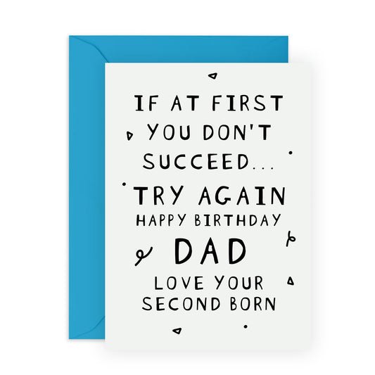 Quirky Birthday Greeting Card - 'DAD SECOND BORN' - Perfect for Celebrating Your Dads Special Birthday with a Funny Twist - Ideal for Super Dads, Fathers, Daddy's - Comes with Stickers By Central 23
