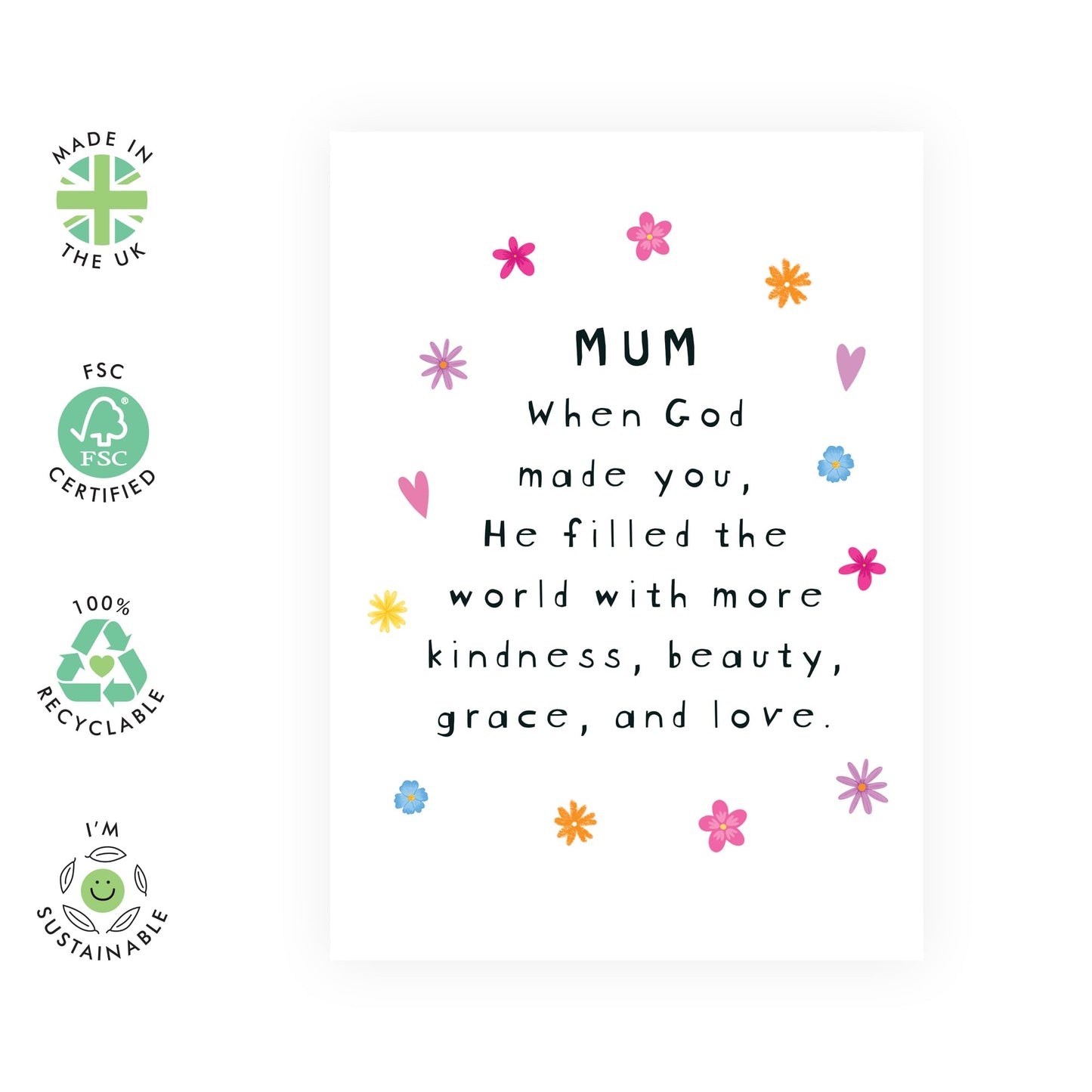 Mum Birthday Card - When God Made Mum - Thank you Gifts and Kind Words for Mummy, Mam, Mama, Her, Women- I Love You and Mothers Day Cards from Son Daughter - Thinking of You - Comes With Stickers