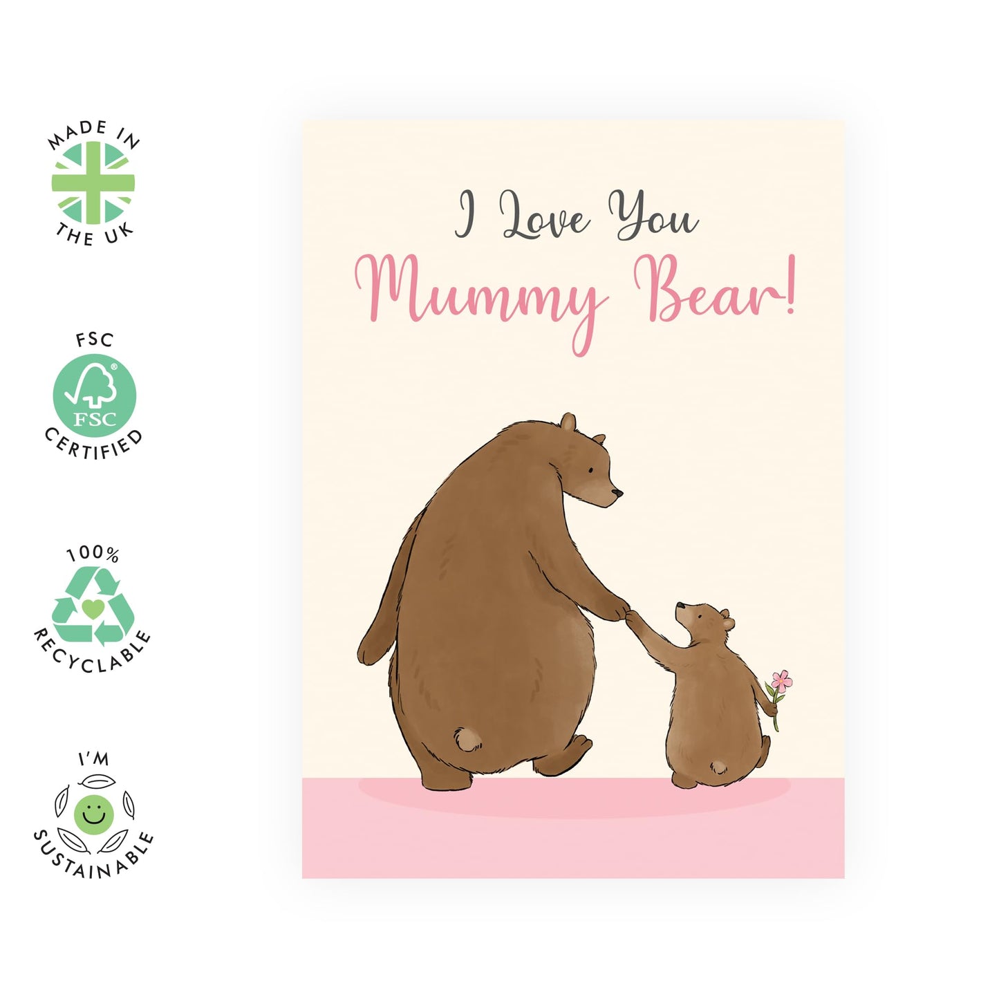 Birthday Card For Mum - I Love You Mummy Bear - Sweet Mother's Day Card - Pretty Greeting Cards For Mummy - Birthday Card For Mother From Son Daughter - Comes With Fun Stickers - By Central 23
