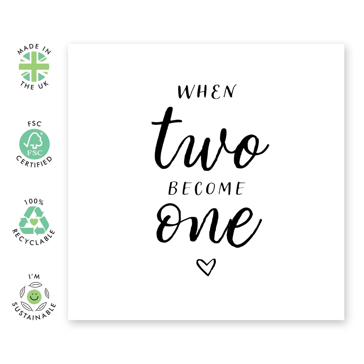 Anniversary Greeting Card - 'When Two Become One' - Valentines Gifts for Boyfriend, Husband, Wife, Girlfriend, Partner, Other Half, Married Couples - One Heart - Comes with Fun Stickers