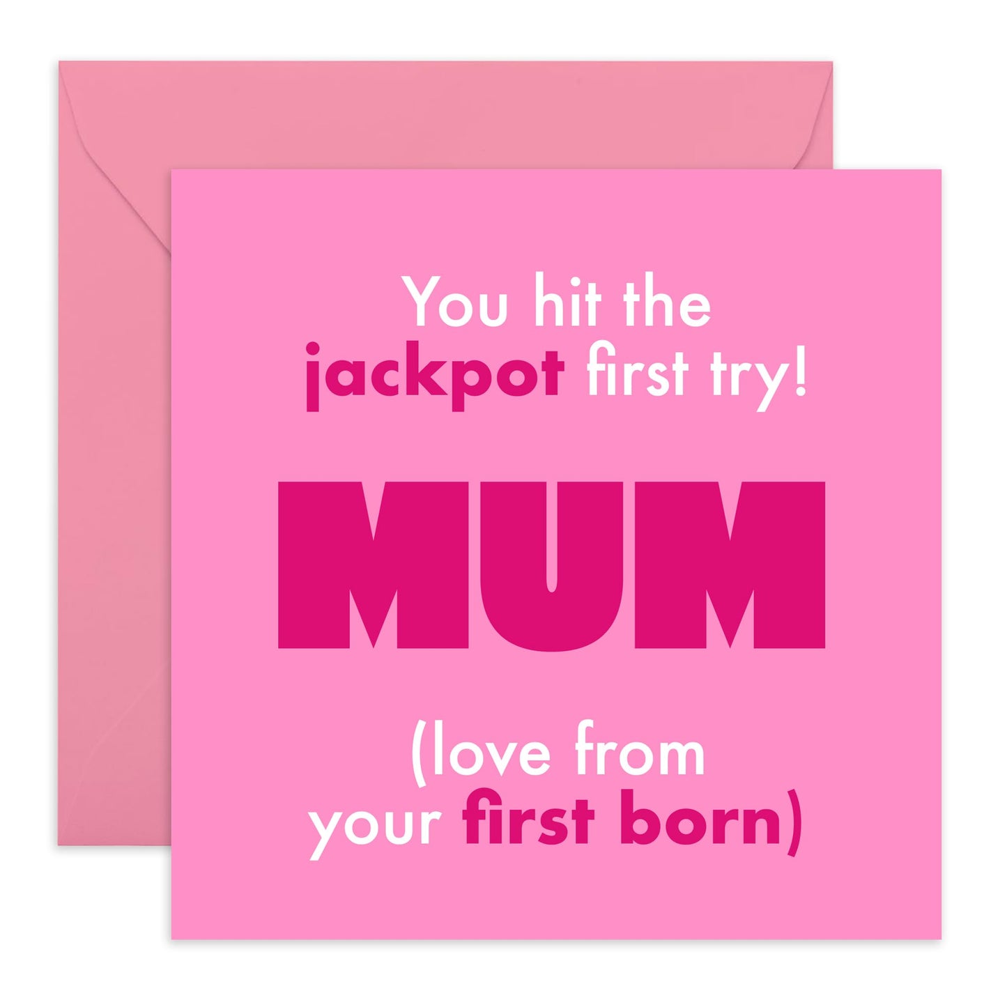 Funny & Cute Mum Birthday Card - 'HIT THE JACKPOT' - Gifts for Her, Women, Mama, Ma, Mummy from your First Born Child - Gifts from Son Daughter - Mothers Day Card - Comes with Stickers