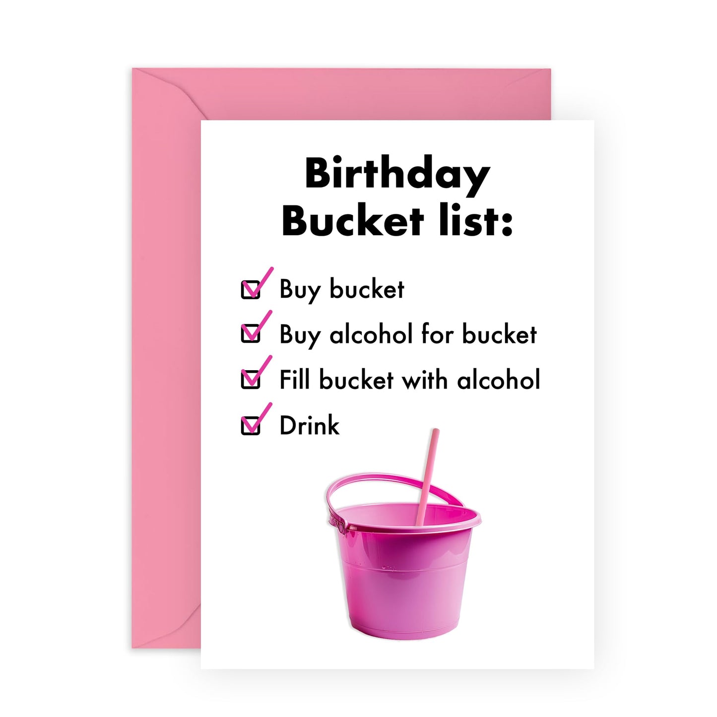 Hilarious Birthday Card - 'Bucket List' - Jokes for BFFs, Friends, Coworkers, Buddies, Mate, - Ways to Celebrate - Comes with Fun Stickers