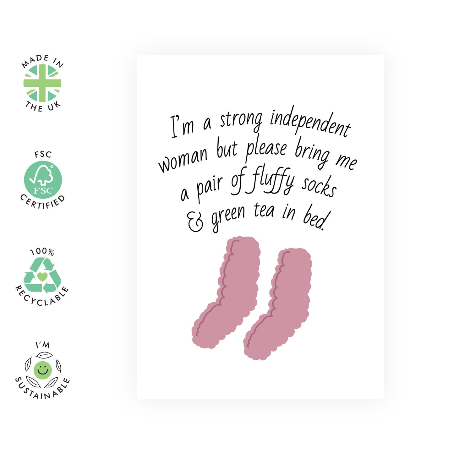 Quirky Greeting Card - 'FLUFFY SOCKS' - Perfect for Celebrating Comfort and Warmth - Ideal for Adding a Touch of Cozy and a Great Sense of Humor to Any Occasion - Comes With Stickers By Central 23