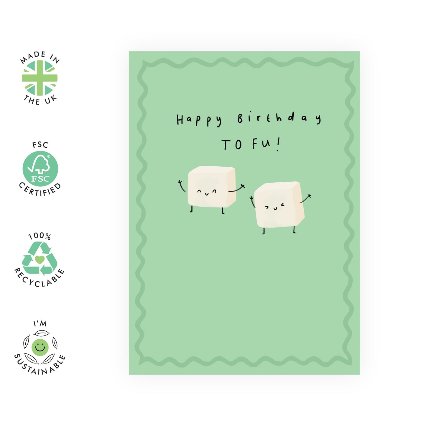 Creatively Cute Birthday Card - 'Birthday Tofu' - Gifts for Co-workers, Friends, Besties, BFF, Son, Daughter, Sister, Colleagues, Partners, Graduates, Brother, Bruv - To You - Comes with Fun Stickers